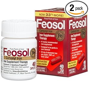 Feosol Carbonyl Iron Supplement Therapy, 40 Caplets (Pack of 2) by Feosol