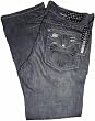 Men's Affliction Jeans Los Angeles Unfinished Indigo Denim Cooper Relaxed Boot Cross on Back Pocket