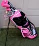 Ladies Complete Golf Clubs Set Driver, Fairway Wood, Hybrid, Irons, Putter Stand Bag Pink Color Womens