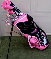 Ladies Complete Golf Clubs Set Driver, Fairway Wood, Hybrid, Irons, Putter Stand Bag Pink Color Womens