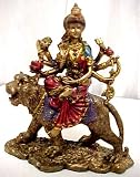 Metallic Gold Durga Hindu Warrior Goddess Statue