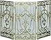 3 Fold Antique Gold Cast Aluminum Screent W/ Removable Mesh