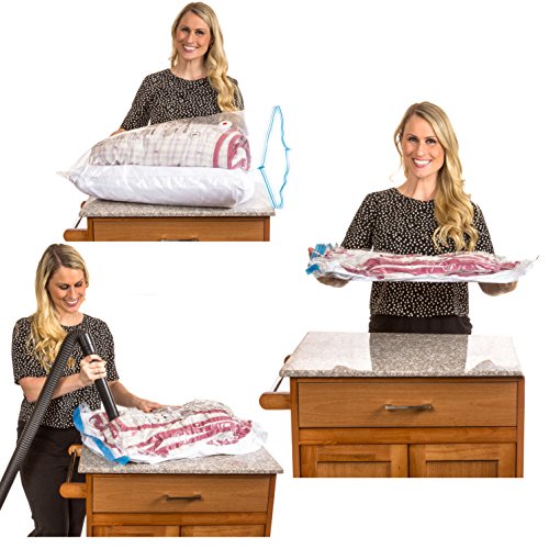 Homely Bliss Space Saver Bags Combo. 15 Med to X-Large Home Vacuum + Travel Roll-Up and Complimentary Deflation Pump.