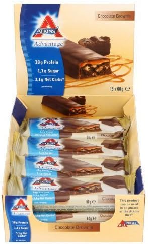 Atkins Advantage Chocolate Brownie 60 g Low Carb Bar - 15-Pack by Atkins International Ltd