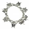 Silvertone Butterfly And Dragonfly Stretch Charm Bracelet Fashion Jewelry