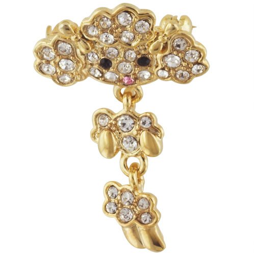 Rhinestone Little Girl Pin Brooch - Pugster Gold Tone