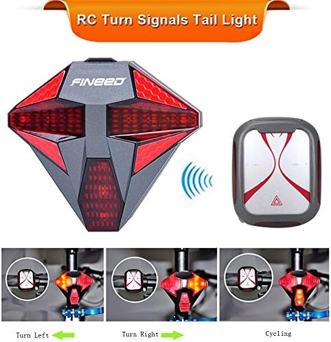 Fineed Bike Turn Signals Tail Light High Intensity Red Led Bicycle Rear Light USB Rechargeable with Wireless Remote Easy to Install