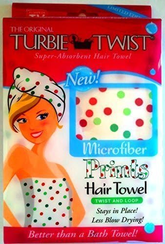 Turbie Twist As Seen on TV Microfiber Super Absorbent Hair Towel Purple Red Green Polka Dots by Turbie