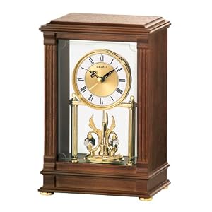 Seiko Mantel Pendulum Clock Dark Brown Wooden Case by  