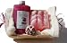 Asia Orchidee Wellness Geschenkset 5 tlg. mit Duschgel und Shampoo, Badepraline Rose, Duschschwamm, Handtuch 30/50 creme- weiß im Bambuskorb
