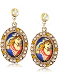 Betsey Johnson "Anchor Boost" Pin-Up Girl Oval Drop Earrings