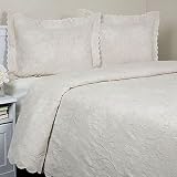 Antique Cotton Floral Matelasse Beige Natural Coverlet Set King