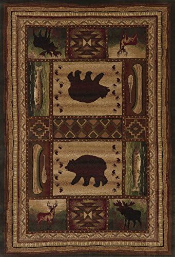 United Weavers of America Designer Contours Collection Bear Wilderness Rug - 2ft. 7in.X 7ft. 4in., Multicolor, Rectangular Rug for Indoor Spaces