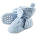 Luvable Friends Baby Cozy Fleece Booties with Non Skid Bottom, Light Blue, 6-12 Months