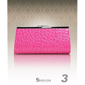 BG Crocodile Skin Design - Multi Metallic Frame Evening Bag