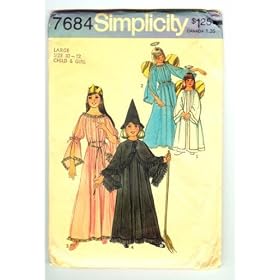 Simplicity 7684 sewing pattern makes Girls Witch Angel and Pirncess Costumes Makes size 10-12 OOP