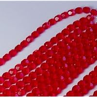 300 Czech Faceted Firepolished 6mm Light Siam Christmas Red Glass Beads 1/4 Mass Fire Polished