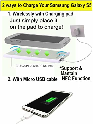 WIRELESS SAMSUNG GALAXY S5 Protective Power Case with Additional 2400-2800 mAh Battery Extender and Wireless Charging Pad for Samsung Galaxy S5 (Black)
