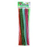 Charles Leonard Inc, Chenille Stems - Striped 6 mm - Assorted Colors - 100/Bag (65695)