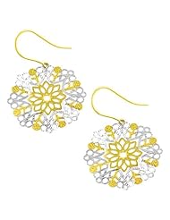 14 Karat Two-tone Gold Snowflakes Dangle Earrings