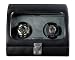 Genuine Black Leather Watch Winder With Curved Lens Holds Two Watches *Special Order Only