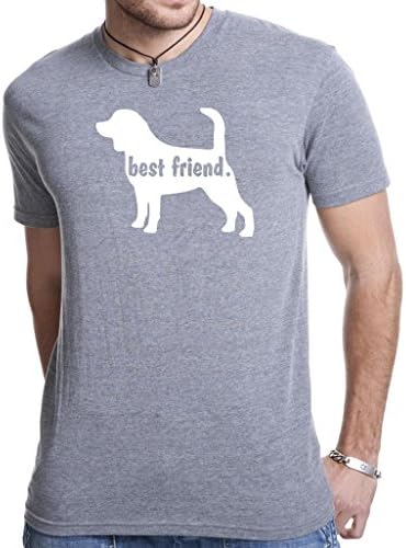 American Eco Apparel Beagle Mans Best Friend Dog Lover T-Shirt Large Gray/White