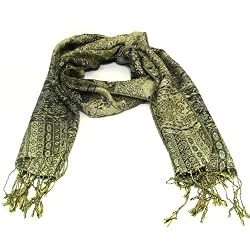 New Paisley Gold Tapestry Long Scarf Wrap Shawl 70x12 Black