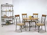 All new item 5 pc metal and wood dining table set in oak finish