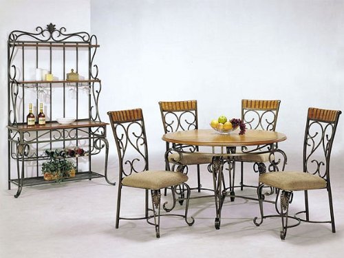 5 pc metal and oak finish
