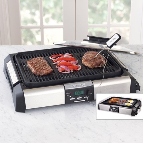 Viante CUC-01G Indoor Grill-Griddle (Black & Stainless Steel)