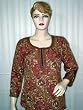 Womens Kurti Crepe Red Printed Top Boho Yoga Tunic Top Medium