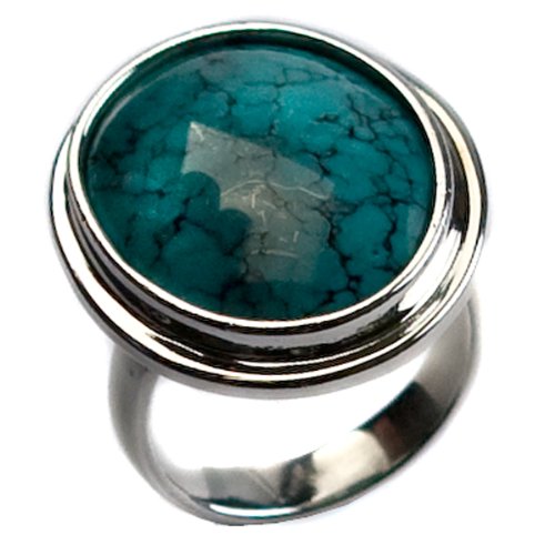Genuine Turquoise and Sterling Silver Oval Ring