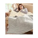 3 in 1 Throw, Cozy Wrap, Fleece Blanket Luxurious Soft Feel with Large Sleeves - Beige/Neutral