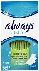 Always Infinity Heavy Flow Pads with Revolutionary Wings - 32 Pads/Pack, 6 Pack