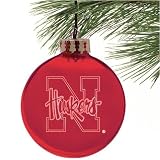 Nebraska Cornhuskers Red Etched Laser Light Ornament