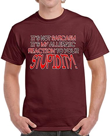 Starlite Mens Funny Sayings Jokes-Its My Allergic Crew Neck T-Shirt-MRN-L