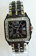 Geneva Ceramic looking Black Quartz Designer watch with Diamonds Square Case Dail with Roman Numerber