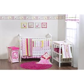 Bacati - Plaids and Stripes Girls (Pink/Green/Yellow) 10 Pc. Crib Bedding Set