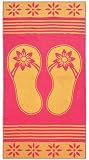 Beach Sandals Fuchsia Yellow 400 grams 100% Cotton Terry Beach Towel 30x60 by Cotton Craft