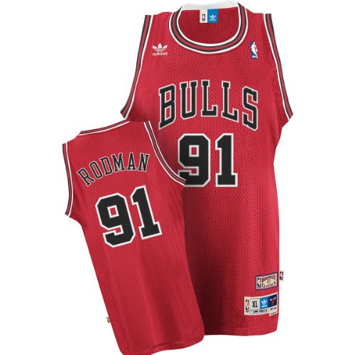 NBA Men's Chicago Bulls Dennis Rodman Retired Player Swingman Jersey (Red, Small)