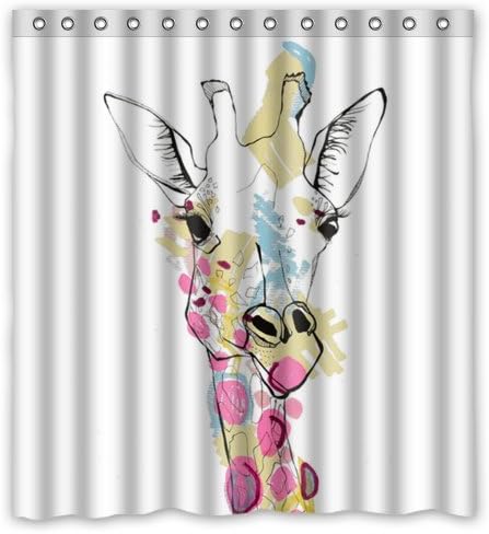 Best Graff Giraffe Funky, bright 66" x 72" Polyester Fabric Waterproof Shower Curtains