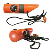 Multi-fonctions de survie - Randonnee - Sifflet / Boussole / lampe Led / Mirroir signal / Thermometre - CS179