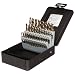 Precision Twist C60M41CO Cobalt Steel Short Length Drill Bit Set with Metal Case, Gold Oxide Finish, 135 Degree Split Point, Wire Size, 60 piece, #60 to #1