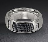 Triton Titanium Wedding Ring with Nitinol Cable Inlay and .08 ct in Diamonds 21-2220T