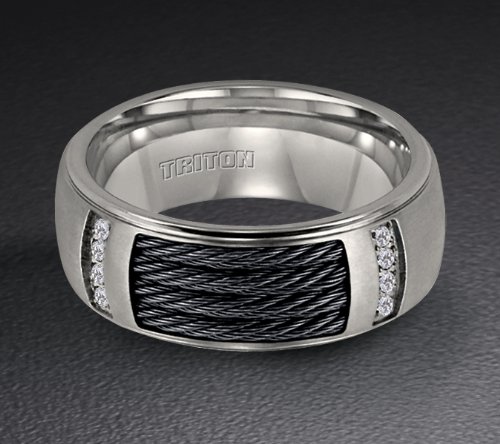 Triton Titanium Wedding Ring with Nitinol Cable Inlay and .08