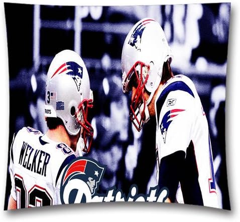 NFL Throw Pillow Cushion Covers, New England Patriots Square Decorative Throw Pillowcases, Pure Cotton, Bedding, Sofa, Couch, Size: 18x18 inches (45x45 cm) Ball Game Theme 2431