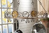 Pot Rack Hanger Oval Iron w/ Amber Medallion Accents Scroll Antique Brown Finish