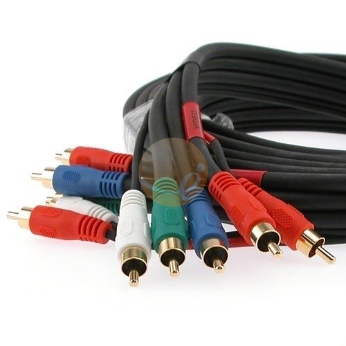 Premium Black 25 foot 5 RCA Component Video Cable for Microsoft Xbox 360