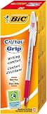 Produkt-Bild: BIC Deutschland Cristal Grip Einweg-Kugelschreiber mit Kappe, Strichst&auml;rke 0,4 mm 20er-Schachtel rot