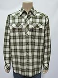 Rocawear mens skid out motor oil green plaid button down shirt M